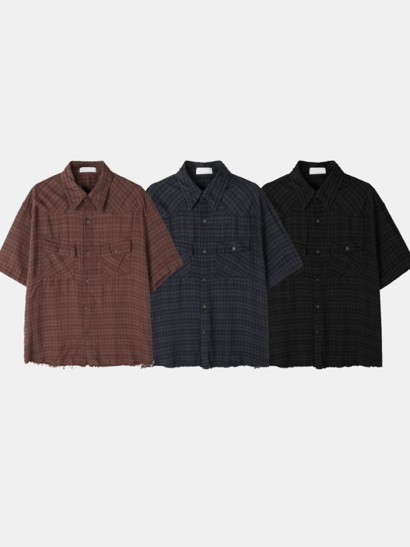 【Metanoia】🇰🇷韓製 復古翻領格紋短袖襯衫 - 7