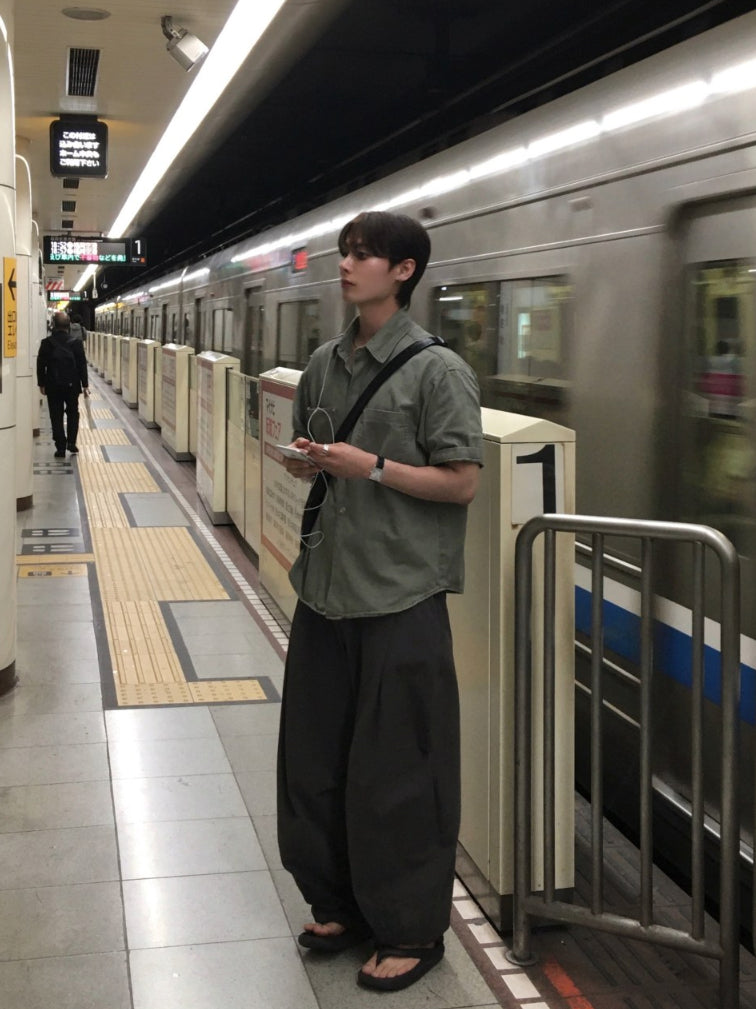 【Metanoia】🇰🇷韓製 寬鬆彎刀西裝落地褲 - 7