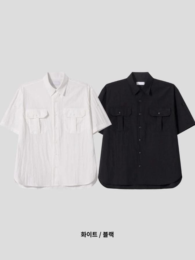 【Metanoia】🇰🇷韓製 雙口袋尼龍短袖襯衫 - 8
