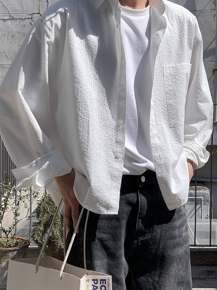 【Metanoia】🇰🇷韓製 短版條紋防皺翻領襯衫 - 5