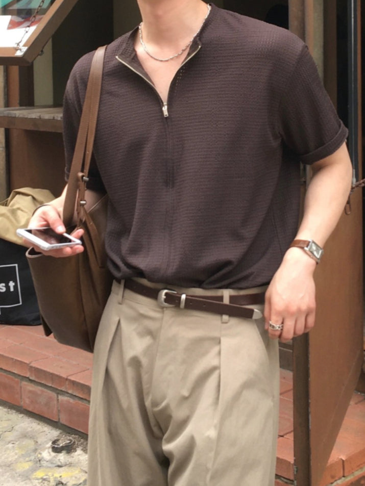 【Metanoia】🇰🇷韓製 短版雙拉鍊短袖上衣 - 1