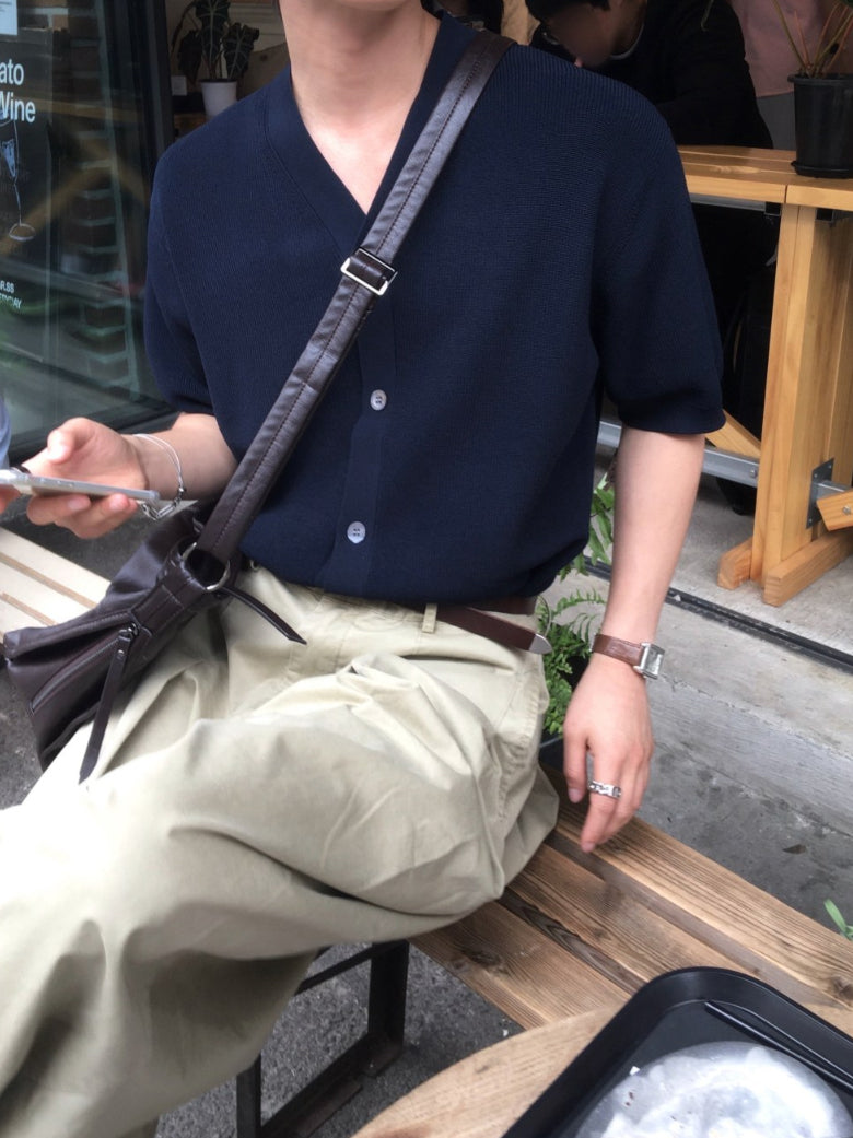 【Metanoia】韓國設計 涼感開衫針織短袖 - 1