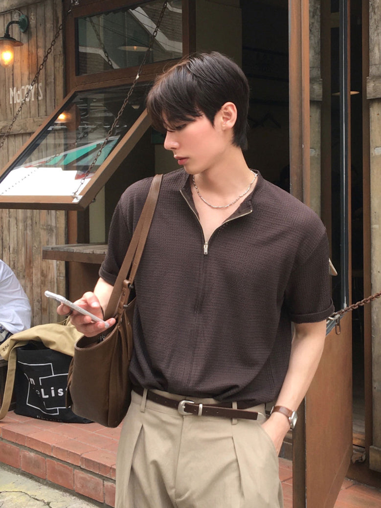 【Metanoia】🇰🇷韓製 短版雙拉鍊短袖上衣 - 2