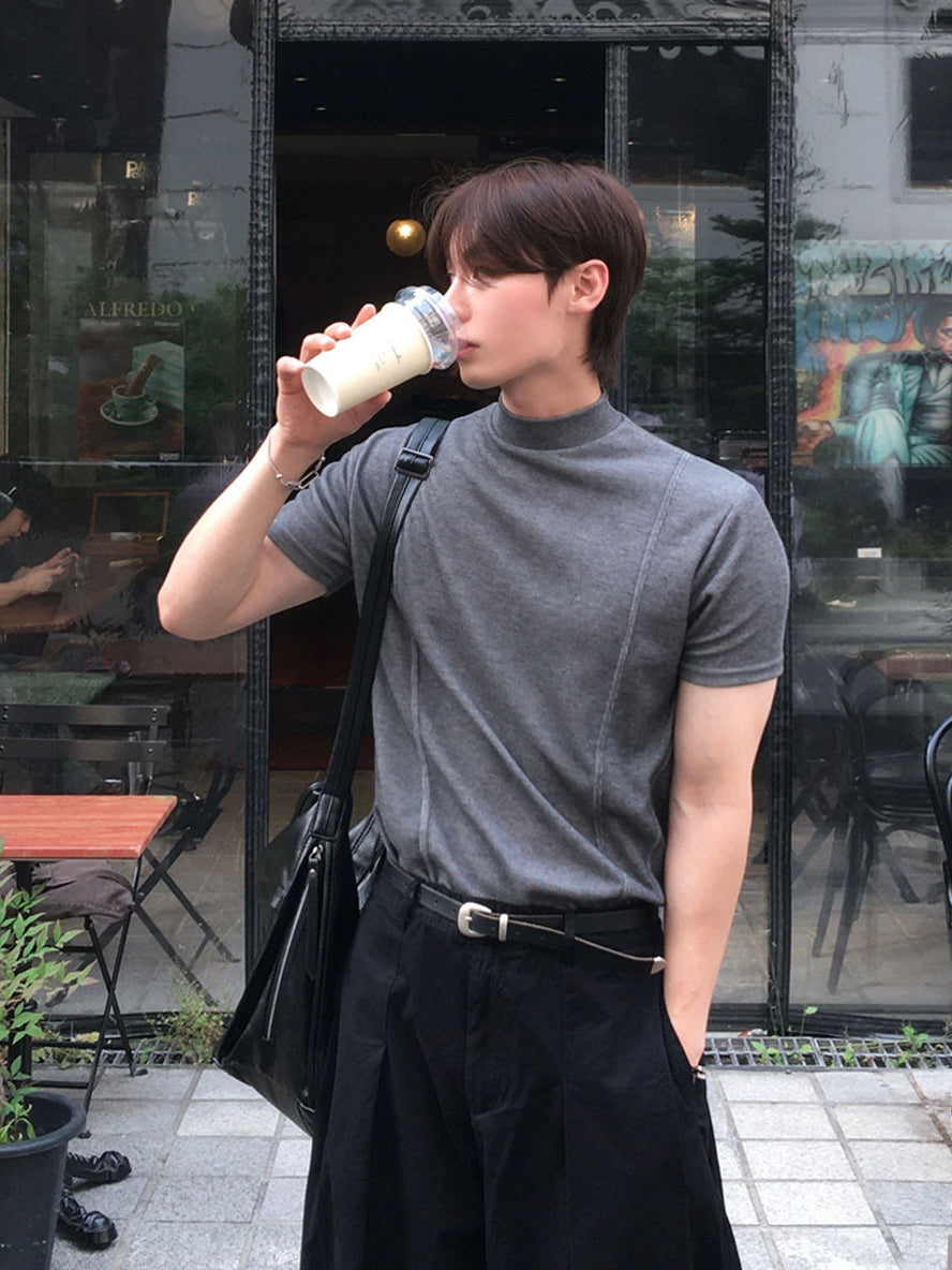 【Metanoia】🇰🇷韓製 半高領muscle-fit短袖T恤 - 1