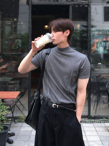 【Metanoia】🇰🇷韓製 半高領muscle-fit短袖T恤 - 1