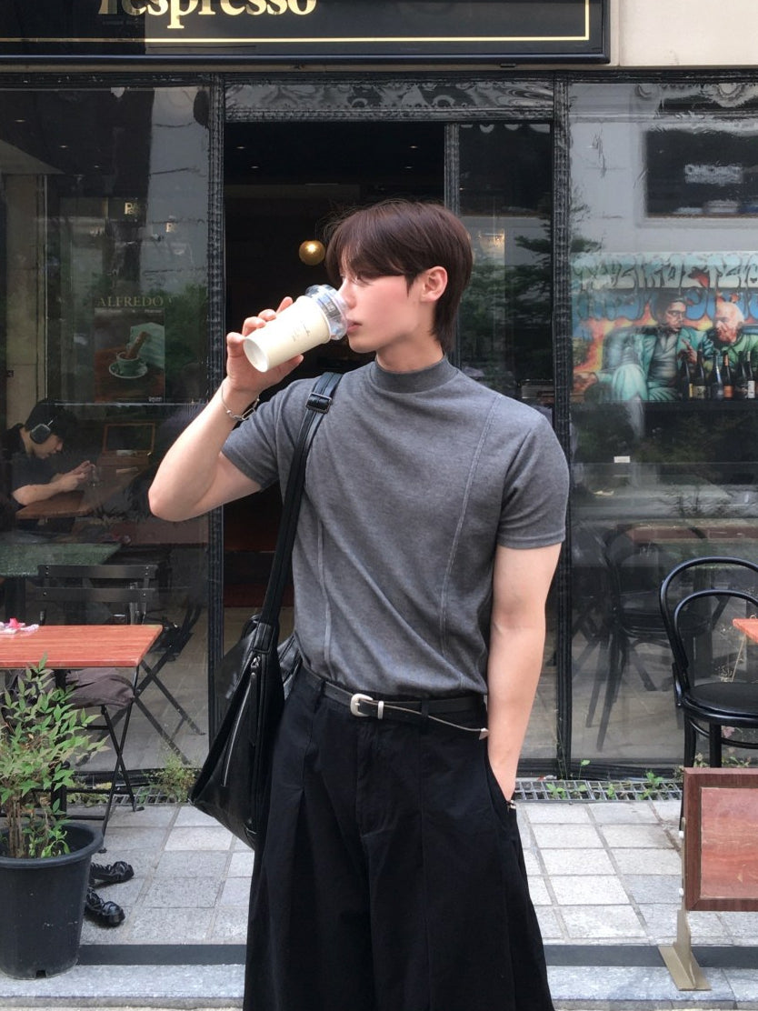 【Metanoia】🇰🇷韓製 半高領muscle-fit短袖T恤 - 6