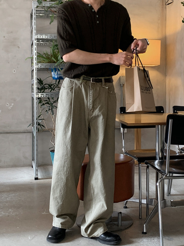 【Metanoia】韓國設計 麻花亨利領針織短袖上衣 - 8