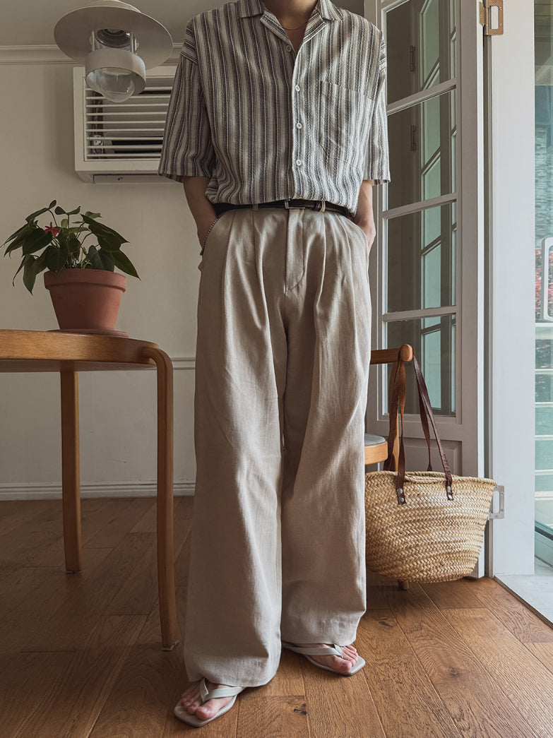 【Metanoia】🇰🇷韓製 雙摺亞麻落地牛仔褲 - 5