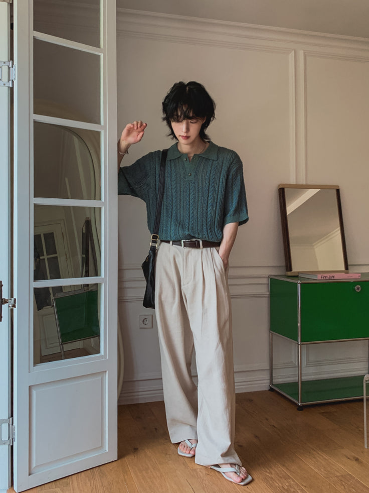 【Metanoia】🇰🇷韓製 雙摺亞麻落地牛仔褲 - 2