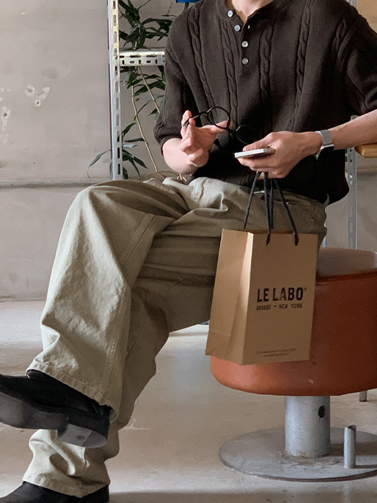 【Metanoia】韓國設計 麻花亨利領針織短袖上衣 - 3