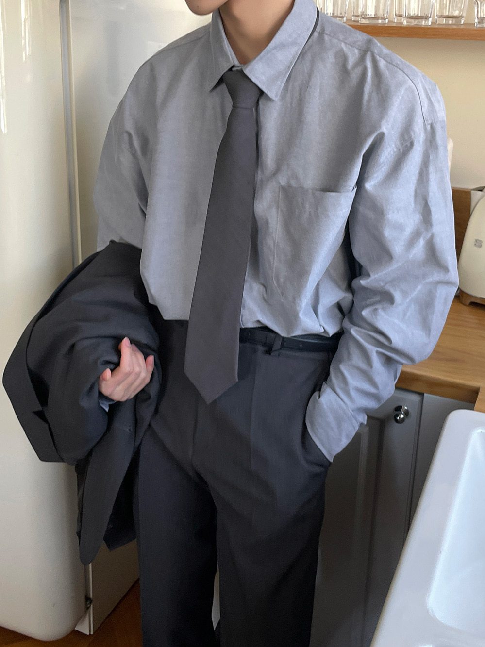 【Metanoia】🇰🇷韓製 翻領牛津長袖襯衫 - 1