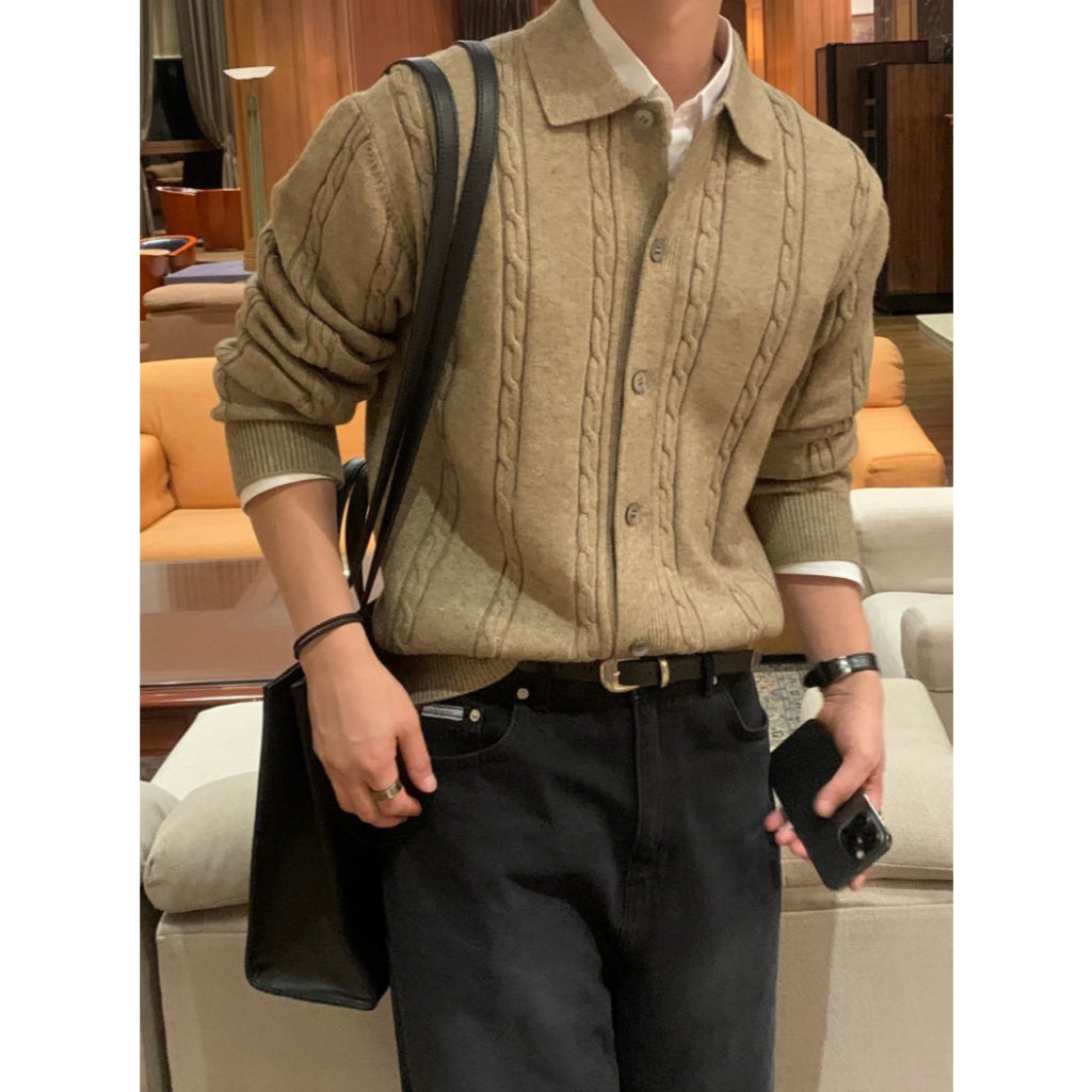 【Metanoia】韓國設計 翻領麻花針織衣 - 4