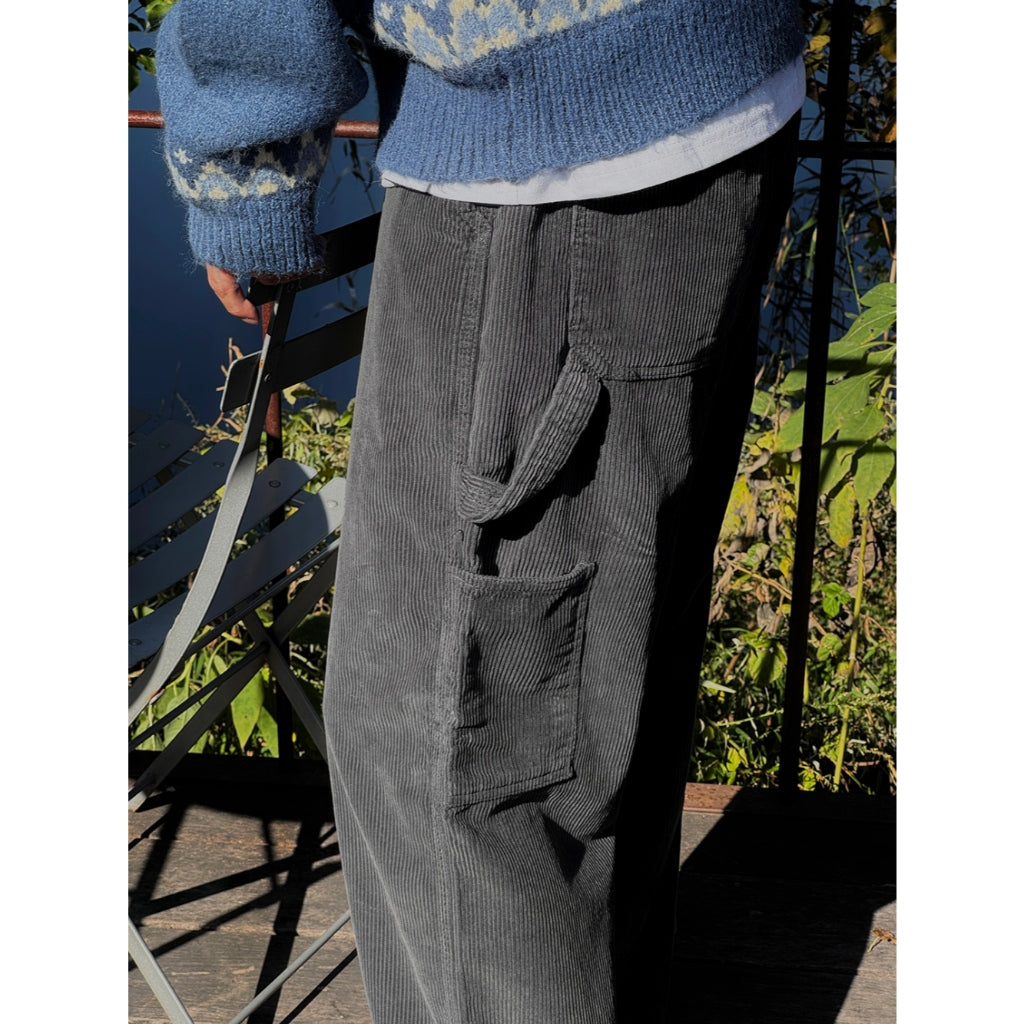 【Metanoia】🇰🇷韓製  補丁工裝燈芯絨落地褲