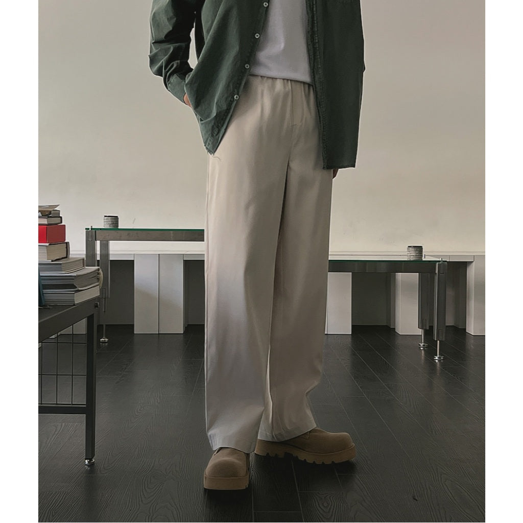 【Metanoia】韓國設計  鬆緊帶落地西裝褲