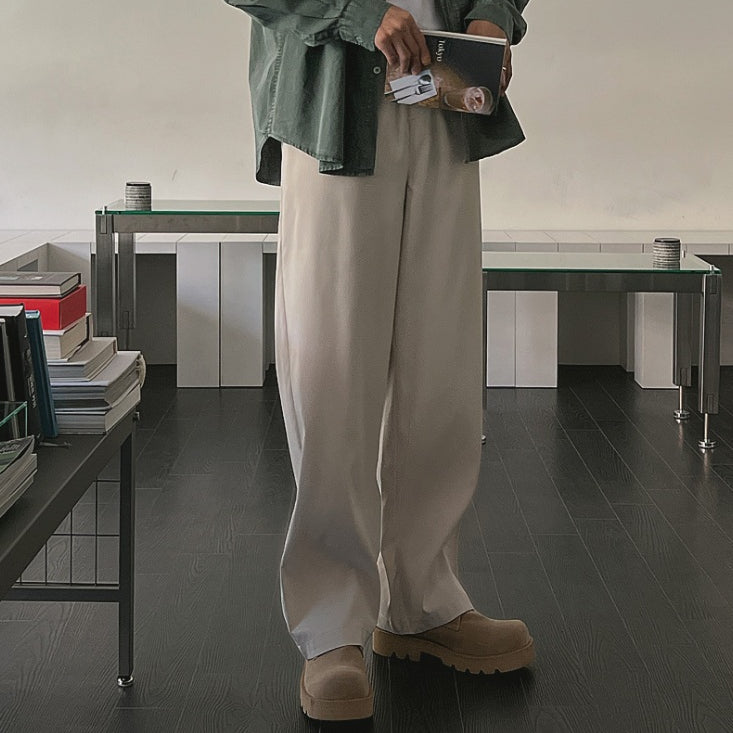 【Metanoia】韓國設計  鬆緊帶落地西裝褲