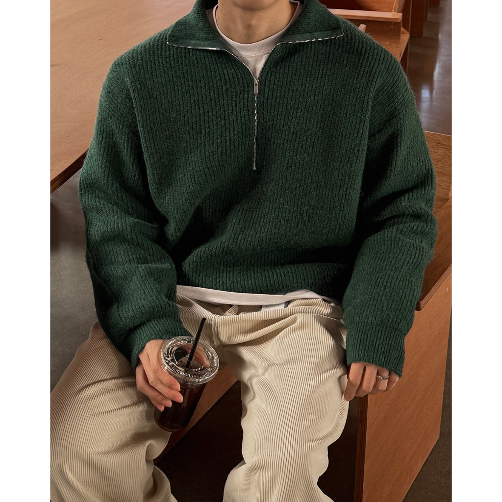 【Metanoia】韓國設計 5%羊毛半拉鍊針織衣