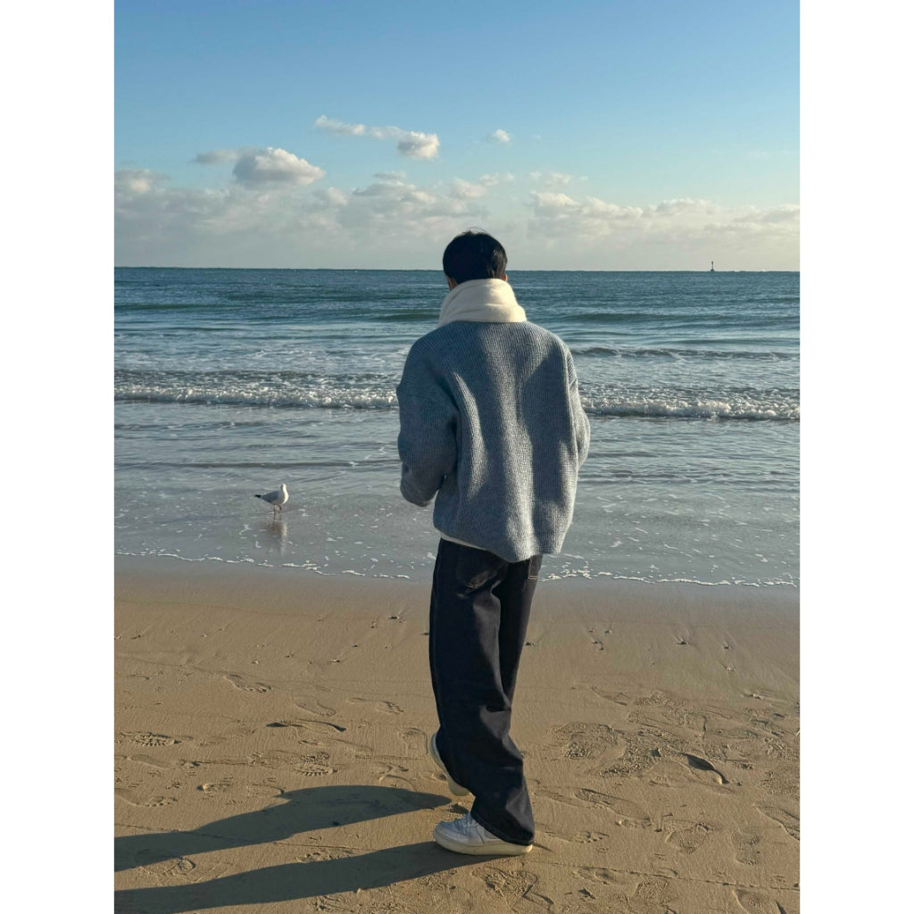 【Metanoia】🇰🇷韓製 雙摺縫線落地牛仔褲