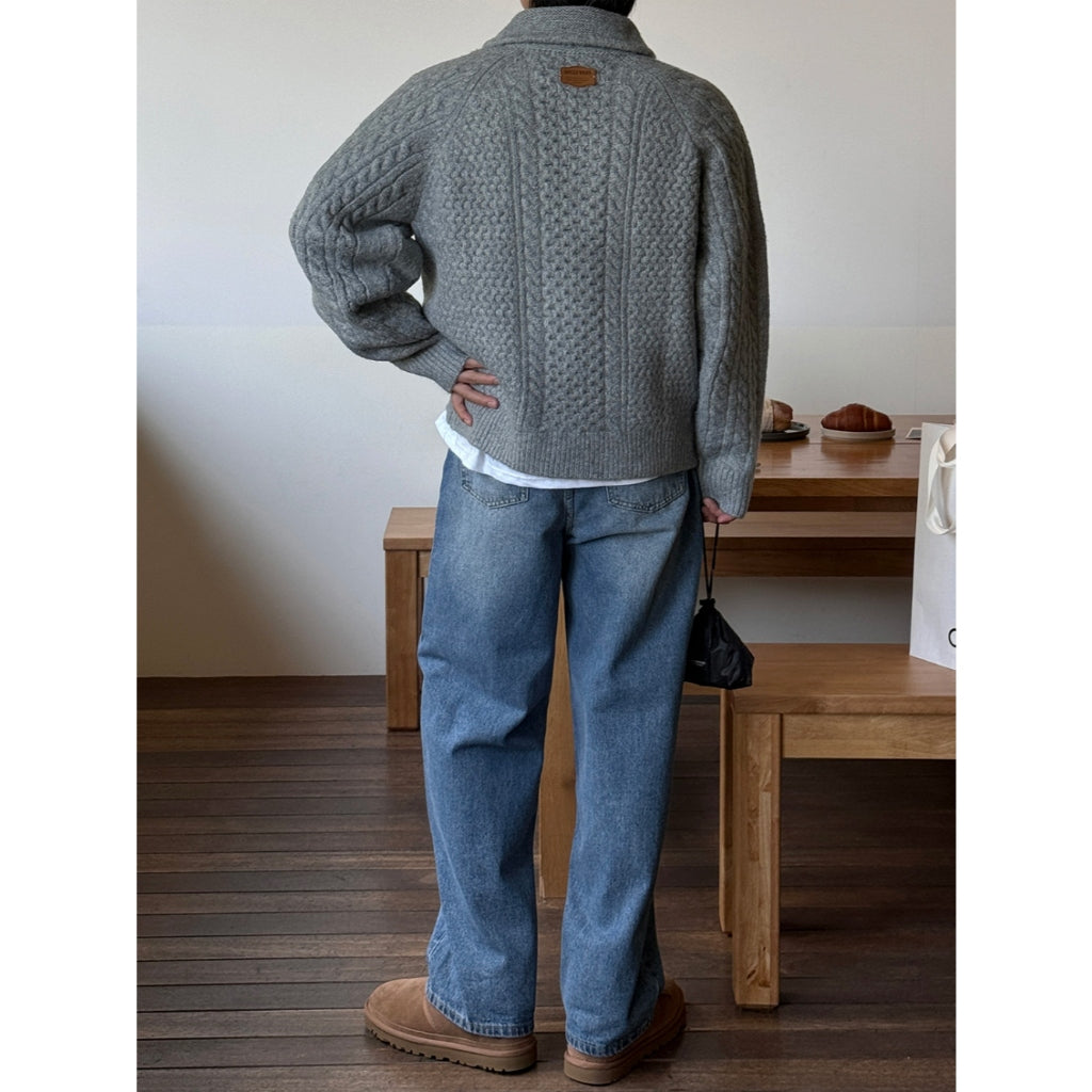 【Metanoia】韓國設計 cashmere-like 雙拉鍊麻花針織外套