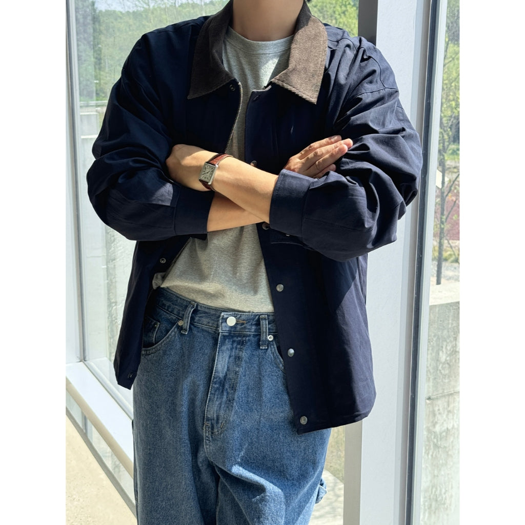 【Metanoia】韓國設計 拚色翻領工裝外套