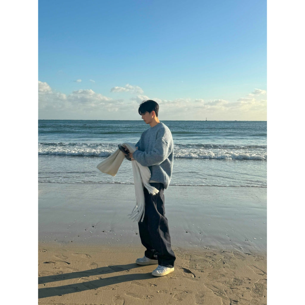 【Metanoia】🇰🇷韓製 雙摺縫線落地牛仔褲