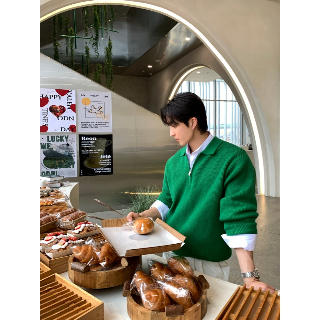 【Metanoia】韓國設計 翻領半拉鍊針織衣 - 9