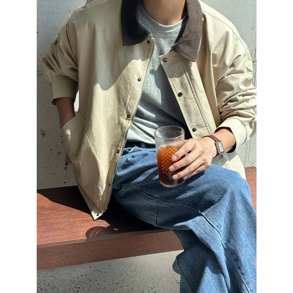 【Metanoia】韓國設計 拚色翻領工裝外套