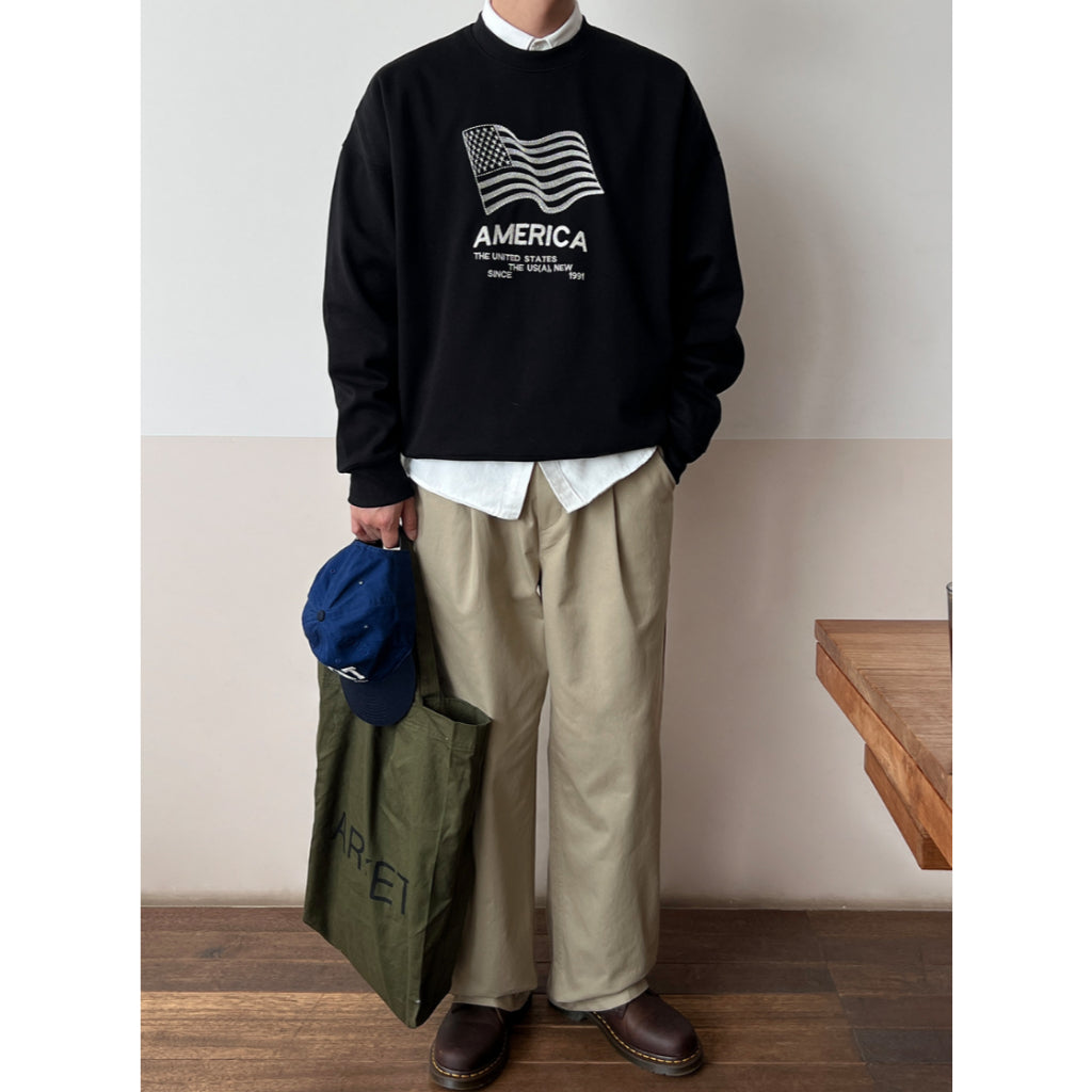 【Metanoia】🇰🇷韓製 星條旗刺繡衛衣