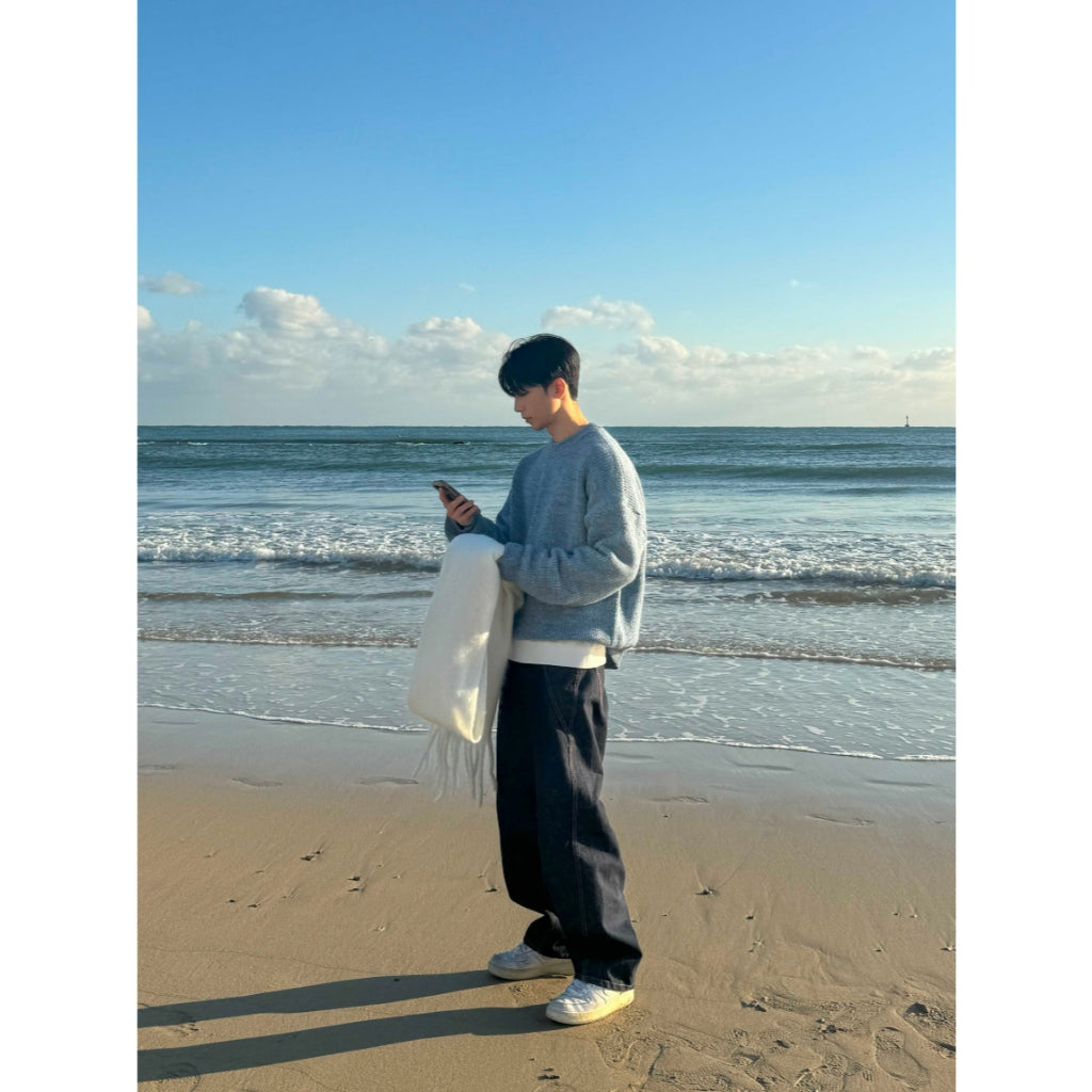 【Metanoia】🇰🇷韓製 雙摺縫線落地牛仔褲