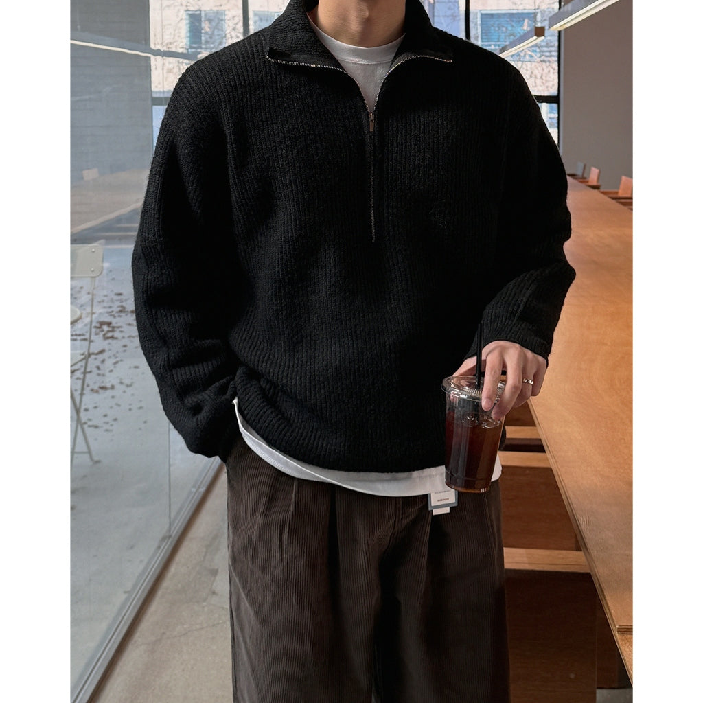 【Metanoia】韓國設計 5%羊毛半拉鍊針織衣