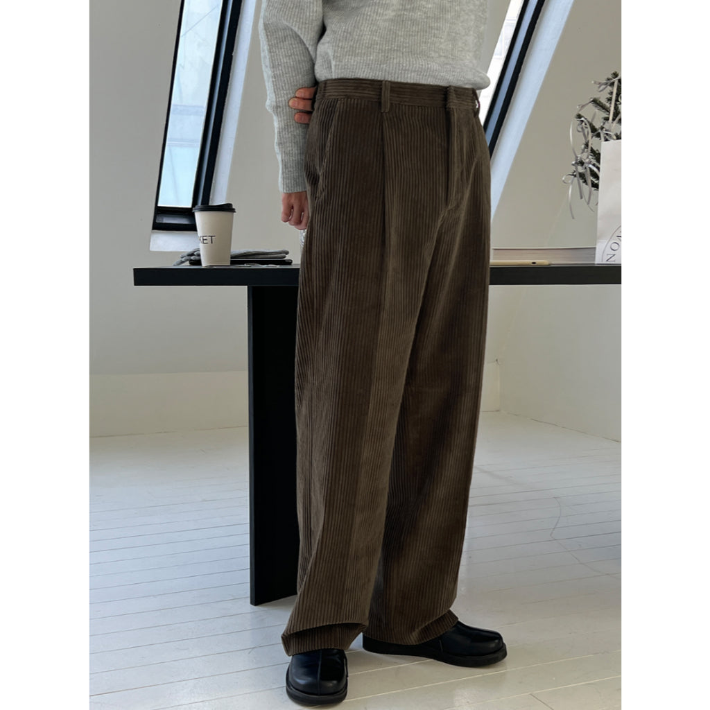 【Metanoia】韓國設計 燈芯絨工裝落地褲