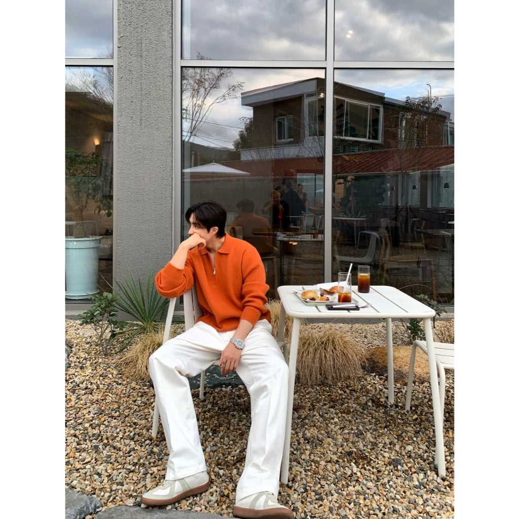 【Metanoia】韓國設計 翻領半拉鍊針織衣 - 8