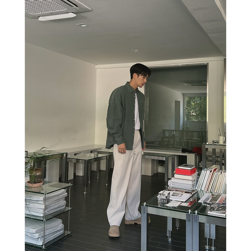 【Metanoia】韓國設計  鬆緊帶落地西裝褲