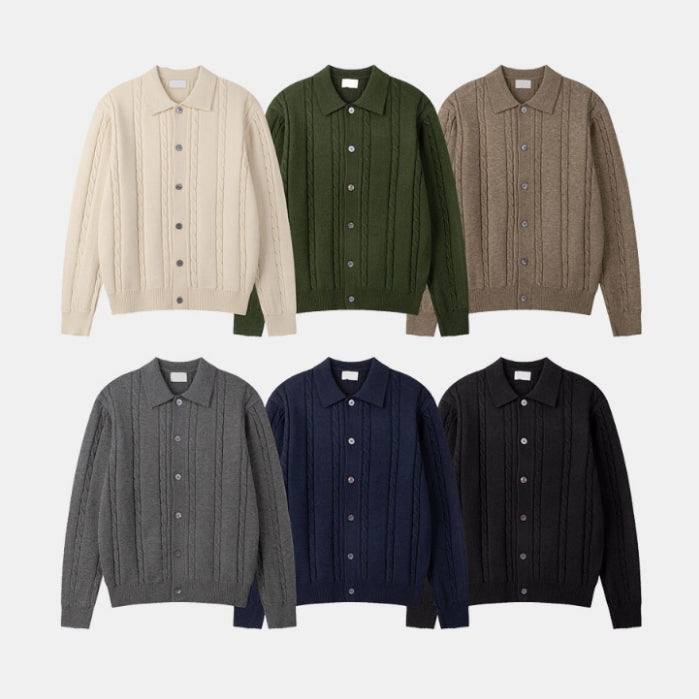 【Metanoia】韓國設計 翻領麻花針織衣 - 7