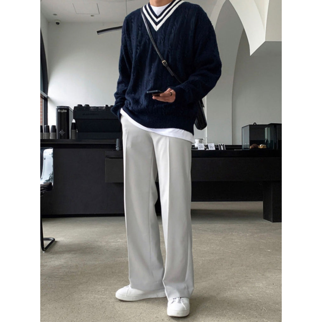 【Metanoia自訂款】韓國設計 混羊毛V型麻花針織衣