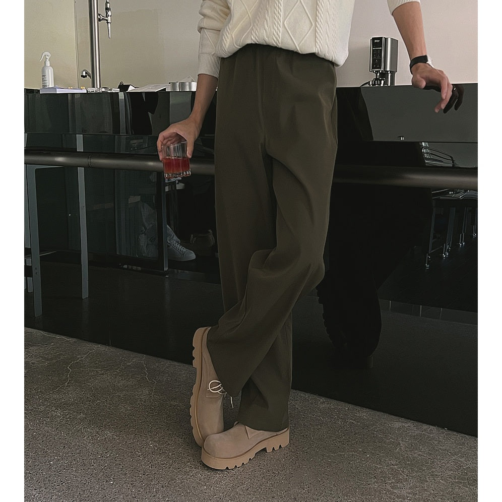 【Metanoia】韓國設計  鬆緊帶落地西裝褲