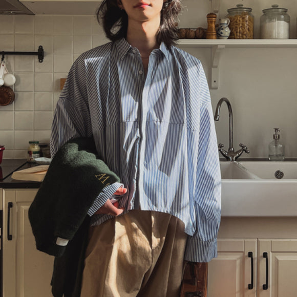 【Metanoia】韓國設計 設計款短版長袖襯衫