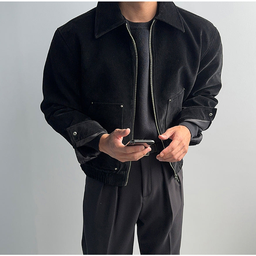 【Metanoia】韓國設計 短版雙向翻領皮革夾克外套