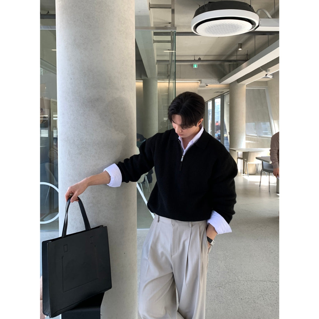 【Metanoia】韓國設計 翻領半拉鍊針織衣 - 6