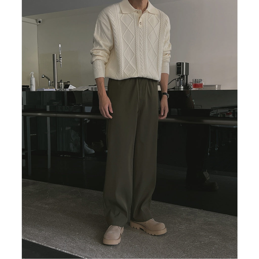 【Metanoia】韓國設計  鬆緊帶落地西裝褲