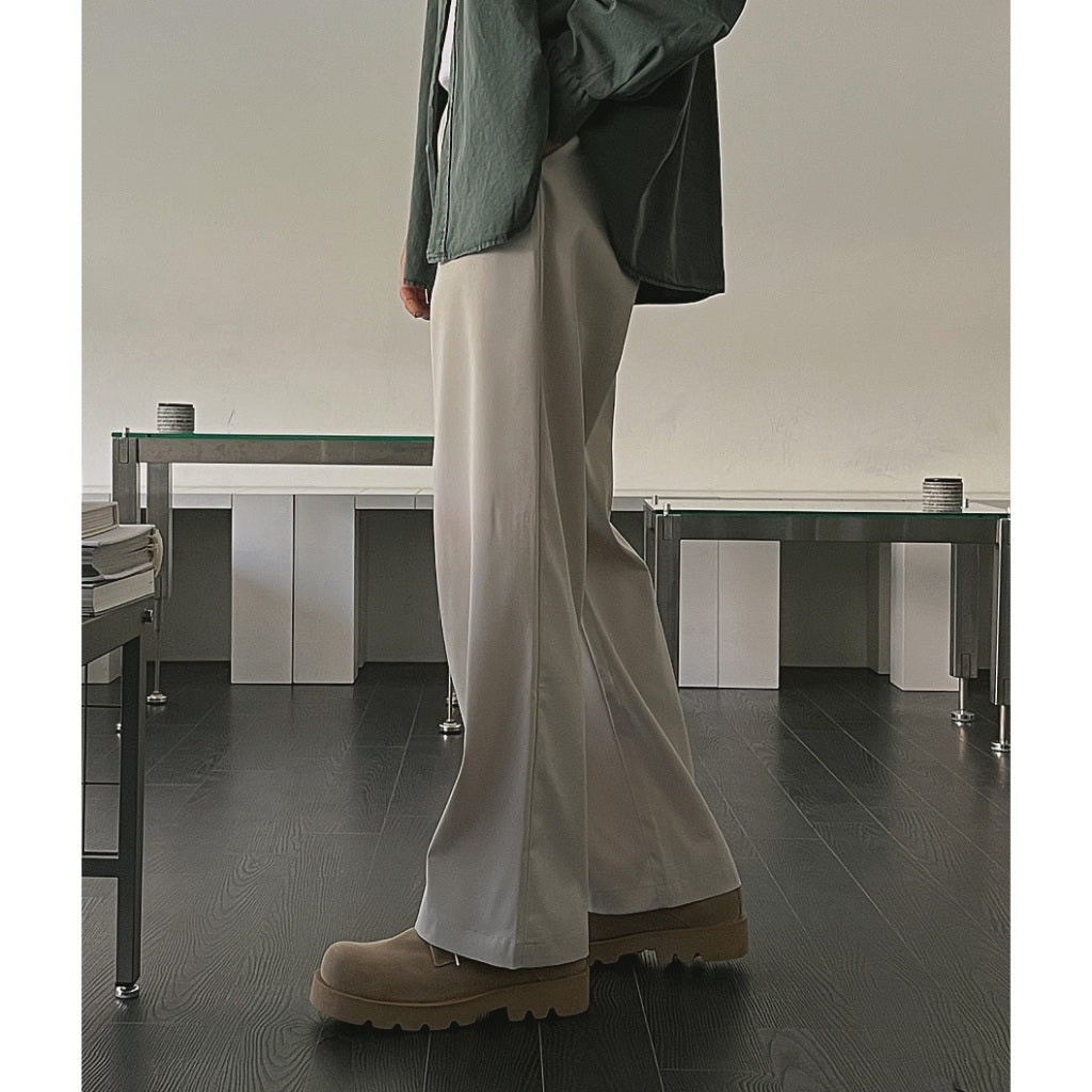 【Metanoia】韓國設計  鬆緊帶落地西裝褲