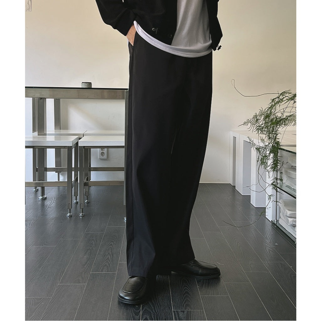 【Metanoia】韓國設計  鬆緊帶落地西裝褲