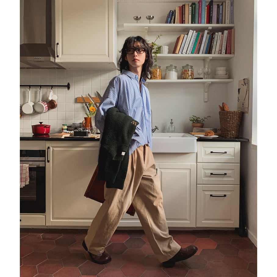 【Metanoia】韓國設計 設計款短版長袖襯衫