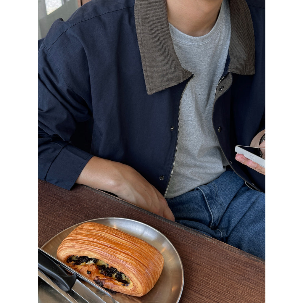 【Metanoia】韓國設計 拚色翻領工裝外套