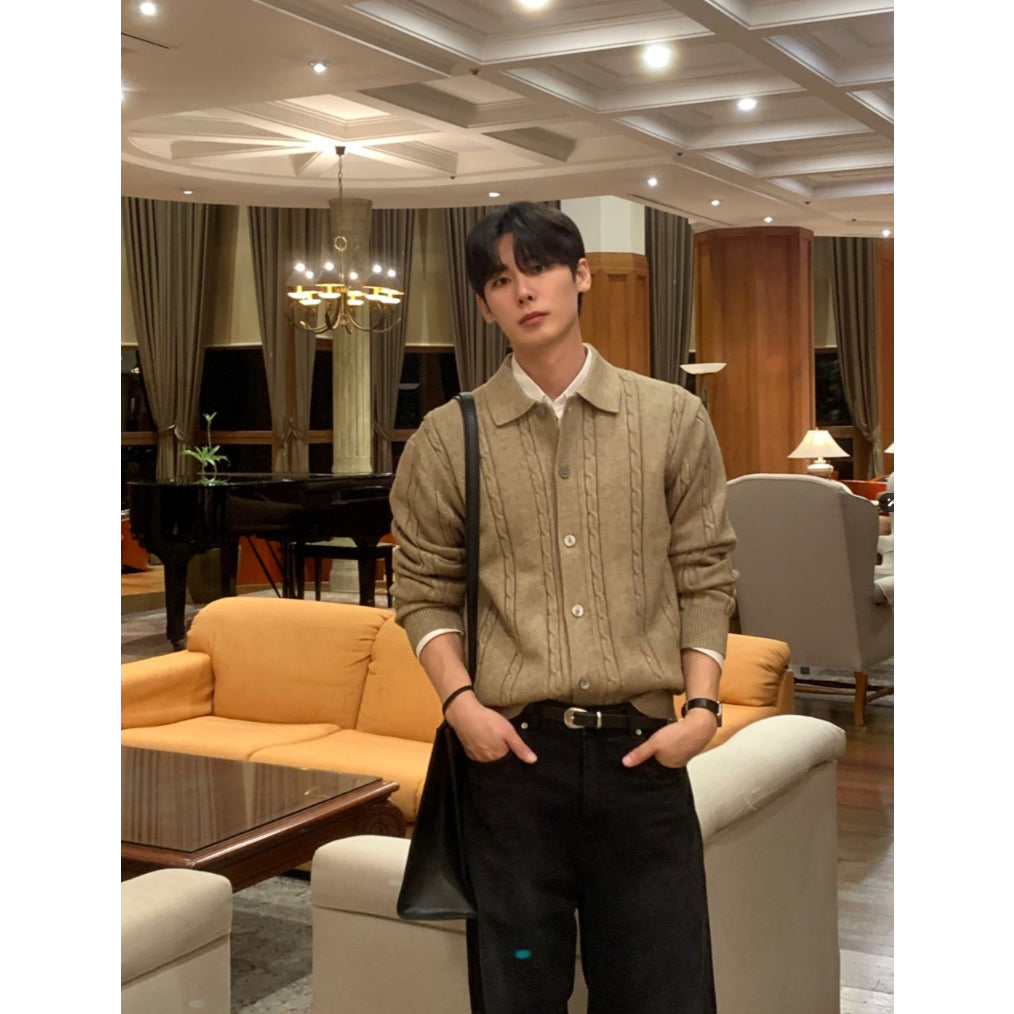 【Metanoia】韓國設計 翻領麻花針織衣 - 5