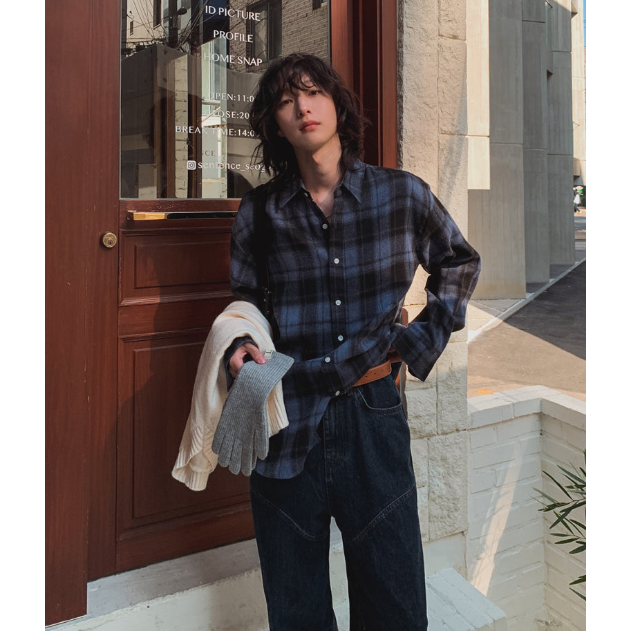 【Metanoia】🇰🇷韓製 填充絨面貝格林格紋長袖襯衫