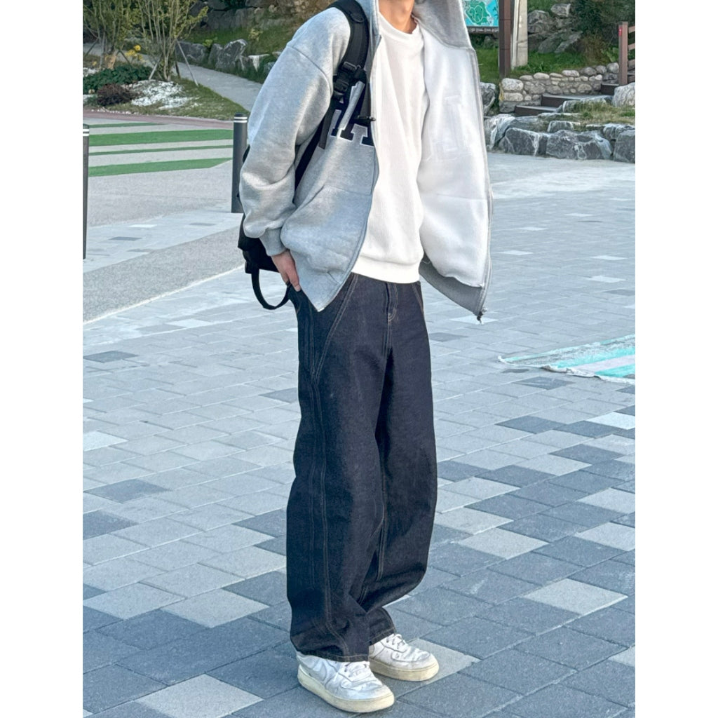 【Metanoia】🇰🇷韓製 雙摺縫線落地牛仔褲