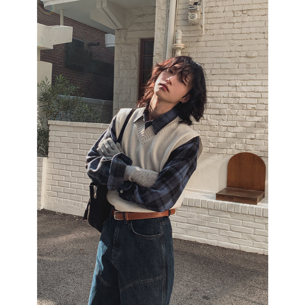 【Metanoia】🇰🇷韓製 填充絨面貝格林格紋長袖襯衫