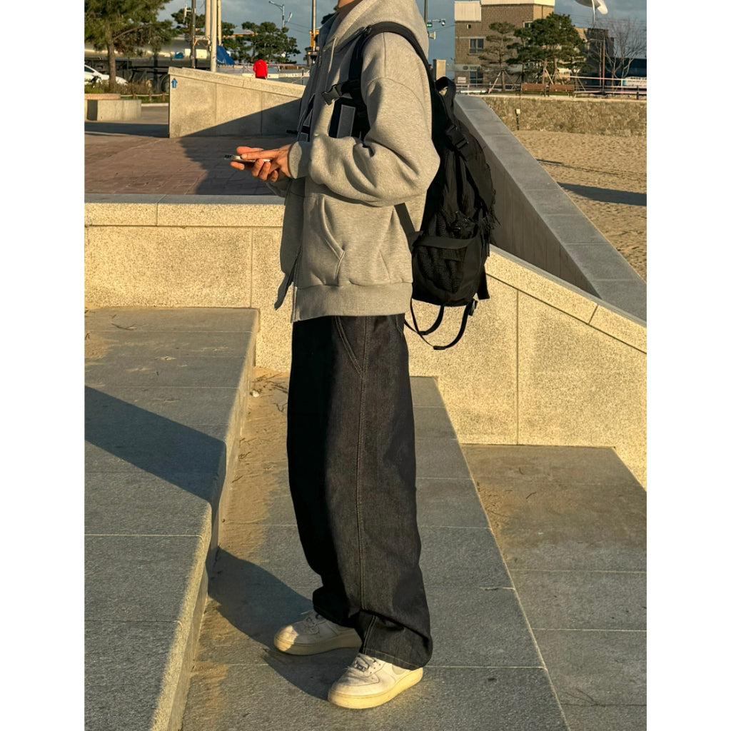 【Metanoia】🇰🇷韓製 雙摺縫線落地牛仔褲