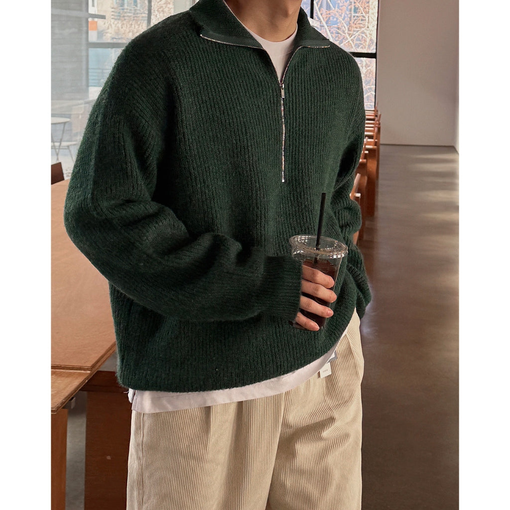 【Metanoia】韓國設計 5%羊毛半拉鍊針織衣