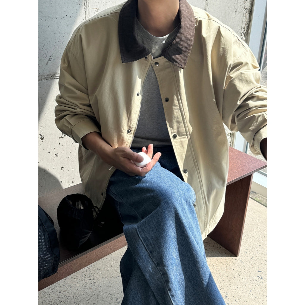 【Metanoia】韓國設計 拚色翻領工裝外套